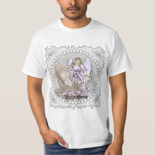 Praying Rosary Angel custom name T_Shirt