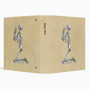 Praying Skeleton Anatomy Illustration Binder