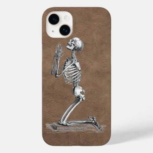 Praying Skeleton Faux_Leather Case_Mate iPhone 14 Plus Case
