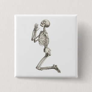 Praying Skeleton Halloween Button