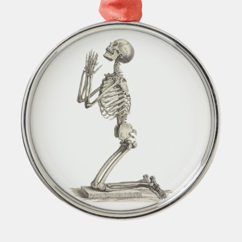 Praying Skeleton Metal Ornament