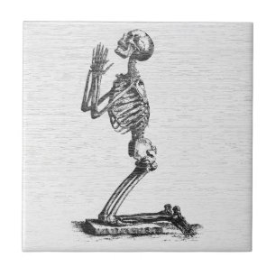 Praying Skeleton - Vintage Anatomical Art Ceramic Tile