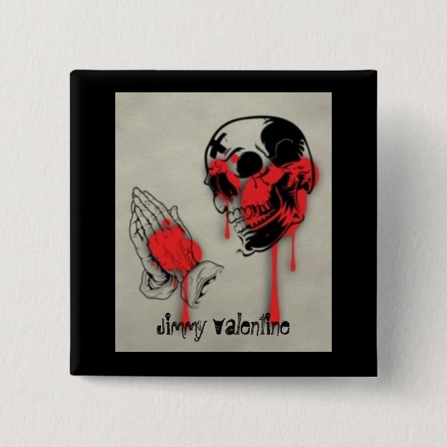 Praying Skull Pinback Button (Front)