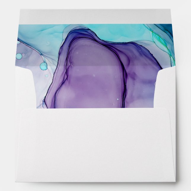 Pre-Addressed Abstract Ink Aqua Purple  Envelope (Back (Bottom))