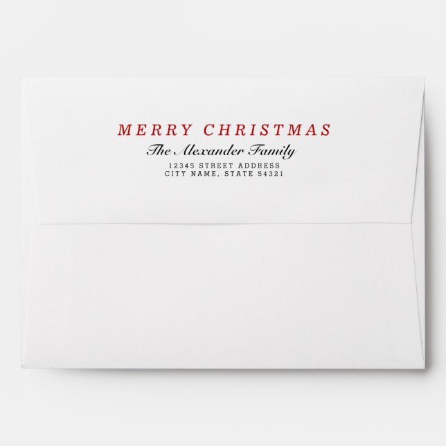 Pre-Addressed Classic Red Holiday Envelopes (Back (Top Flap))