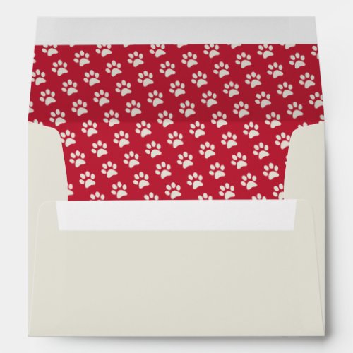 Pre_addressed Dog Cat Animal Red Paw Print Custom Envelope