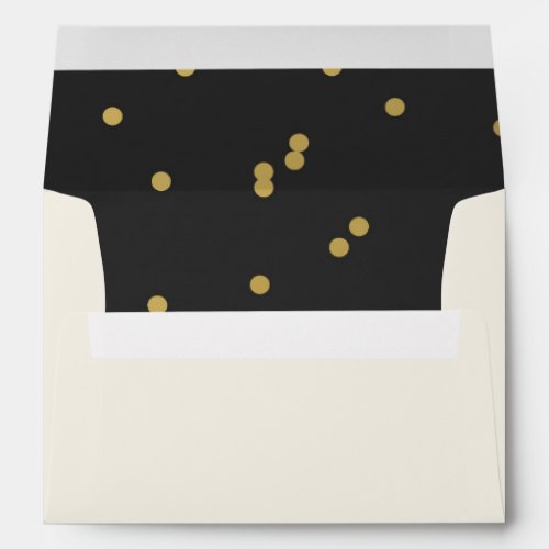 Pre_addressed Festive Black with Gold Dots Lined Envelope