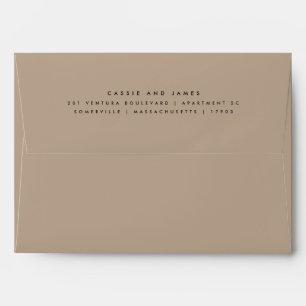 Pre Addressed Light Brown Return Address Wedding Envelope