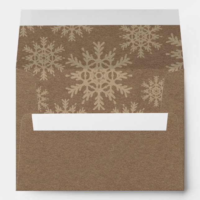 Pre-addressed Rustic Kraft Winter Snowflakes Lined Envelope (Back (Bottom))