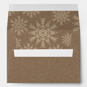 Pre-addressed Rustic Kraft Winter Snowflakes Lined Envelope