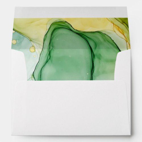 Pre_Addressed Vibrant Greens and Golds Ink Envelope