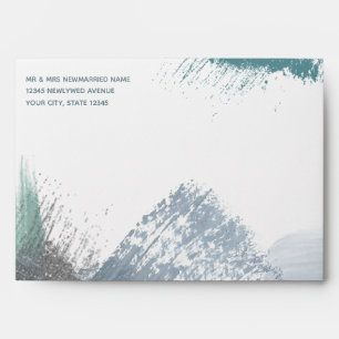 Pre-Addressed Watercolor Brushstrokes Dusty Blue Envelope