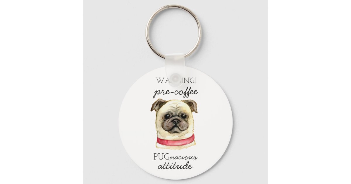 Personalised Pug Dog Keyring Bag Tag Keychain