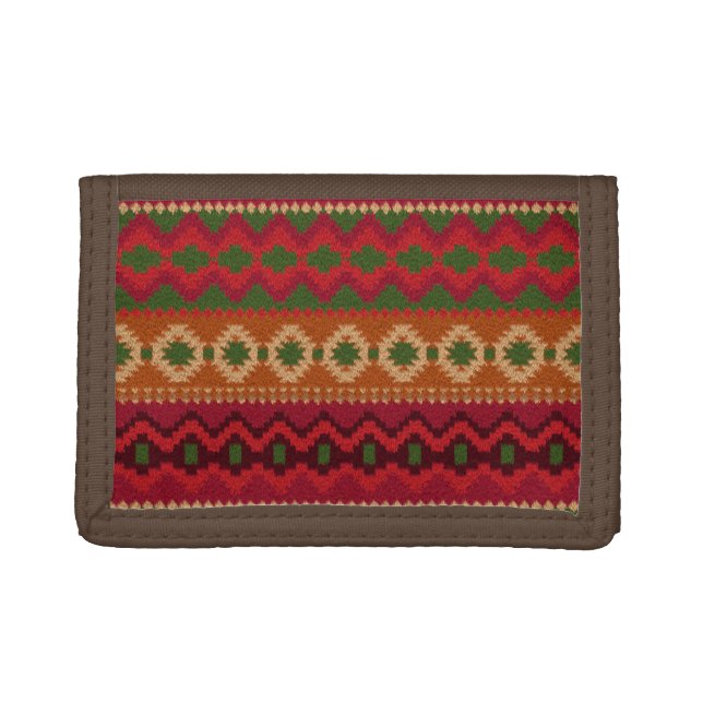 Pre-columbian America Aztec Inca Mayan Rug Theme Tri-fold Wallet (Front)