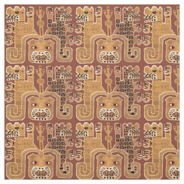 Pre-Columbian Peruvian Wari Jaguar Tribal Pattern Fabric (Swatch)