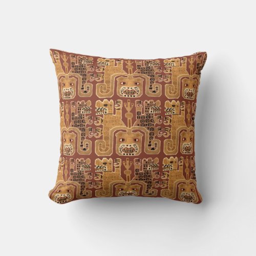 Pre_Columbian Peruvian Wari Jaguar Tribal Pattern Throw Pillow