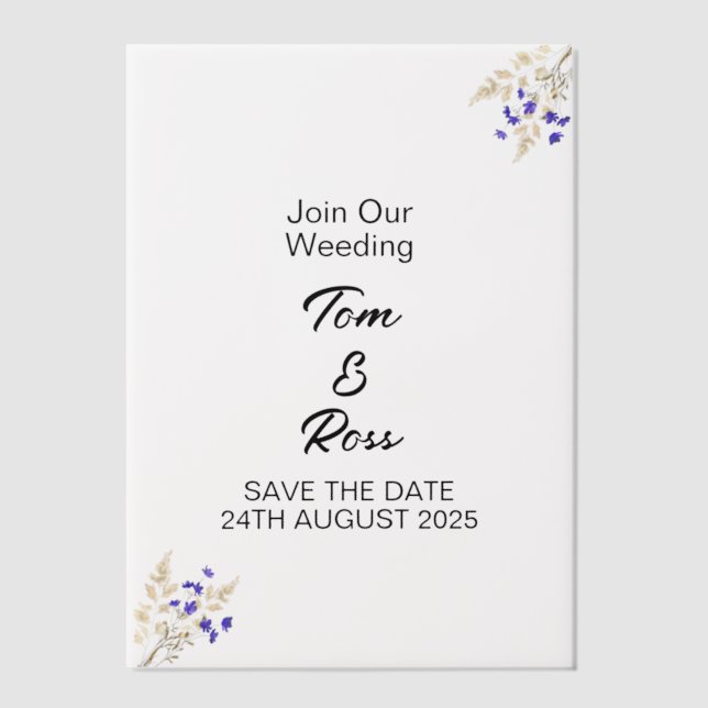 Pre-folded Vellum Jackets, personalized Sized for Invitations (Front)