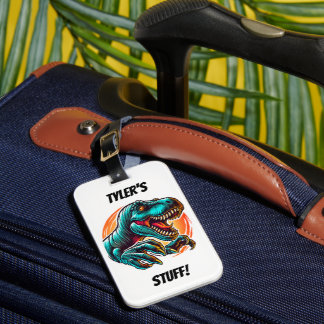 Pre-Historic Epic Dino Attack T-Rex Luggage Tag