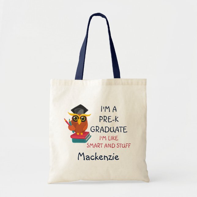 Pre-K 2023 Graduate Owl Funny Graduation Class Tote Bag (Front)