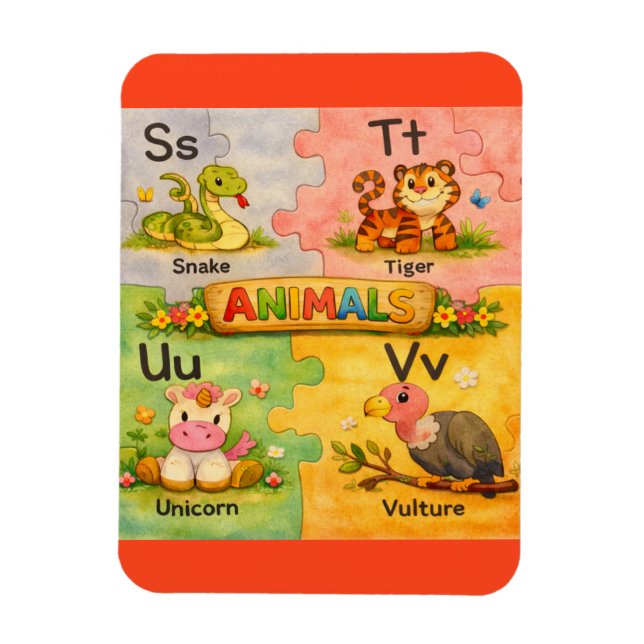 Pre-K Animal Alphabet Fridge Magnet S-V (Vertical)