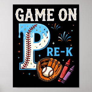 Pre-k back to school baseball drip ice cream game poster