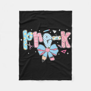 Pre-k Bow Pencil Checkered Funny Back To School Fleece Blanket