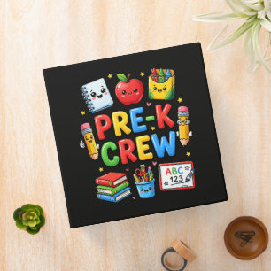 Pre K Crew Cute Preschool First Day School Student 3 Ring Binder