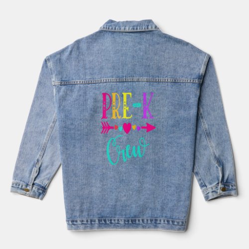 Pre K Crew Teacher  First Day Of School  Denim Jacket