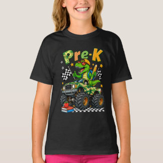 Pre K Dinosaur Monster Truck First Day School Adve T-Shirt