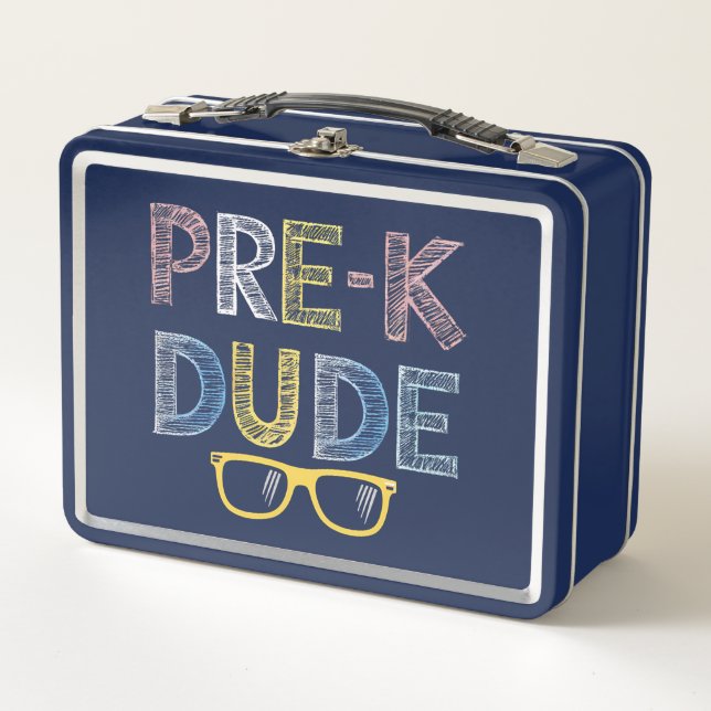 Pre-K Dude Back to School First Day of Preschool Metal Lunch Box (Front)