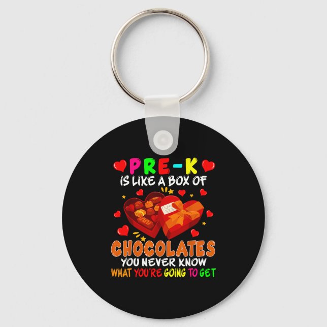 Pre-k Funny Box Of Chocolates Valentine's Day Teac Keychain (Front)