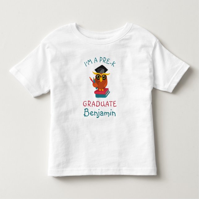 Pre-K Graduate 2022 Owl Funny Graduation Custom Toddler T-shirt (Front)
