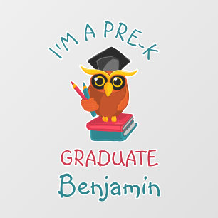 Pre-K Graduate 2022 Owl Funny Graduation Name Fun Wall Decal
