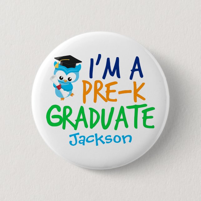 Pre-K Graduate Cute Custom Preschool Graduation Button (Front)