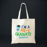 Pre-K Graduate Cute Custom Preschool Graduation Tote Bag<br><div class="desc">A cool personalized preschool graduation tote bag for a child graduating from Pre-K and moving on to kindergarten. It features a cute blue owl wearing a graduation cap and carrying a scroll next to a fun font in blue,  orange,  and green. Customize with your preschooler's name in blue.</div>