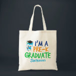 Pre-K Graduate Cute Custom Preschool Graduation Tote Bag<br><div class="desc">A cool personalized preschool graduation tote bag for a child graduating from Pre-K and moving on to kindergarten. It features a cute blue owl wearing a graduation cap and carrying a scroll next to a fun font in blue,  orange,  and green. Customize with your preschooler's name in blue.</div>