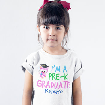 Pre-k Graduate Cute Pink Owl Custom Girls T-shirt by epicdesigns at Zazzle