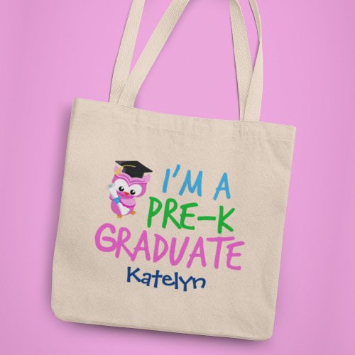 Pre_K Graduate Cute Pink Owl Custom Graduation Tote Bag