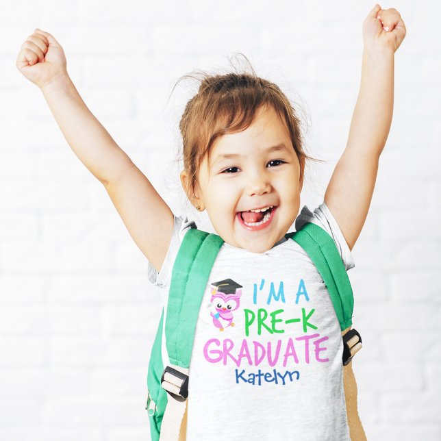 Pre-K Graduate Cute Pink Owl Custom Toddler T-shirt (Creator Uploaded)