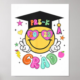 Pre-k Graduate Groovy Smile Face Graduation 2025 G Poster
