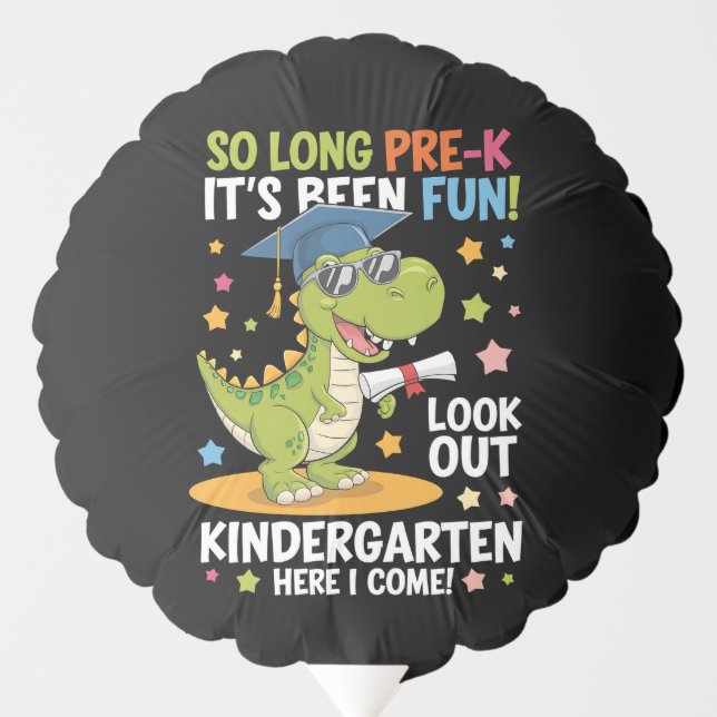Pre K Graduate Kindergarten Dinosaur T Rex Balloon (Front)