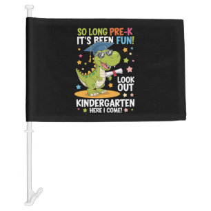 Pre K Graduate Kindergarten Dinosaur T Rex Car Flag