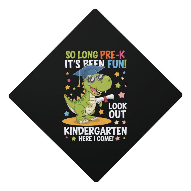 Pre K Graduate Kindergarten Dinosaur T Rex Graduation Cap Topper (Front)