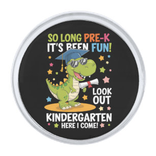 Pre K Graduate Kindergarten Dinosaur T Rex Silver Finish Lapel Pin