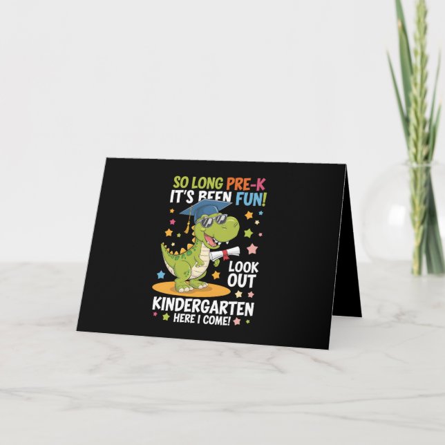 Pre K Graduate Kindergarten Dinosaur T Rex Thank You Card (Front)