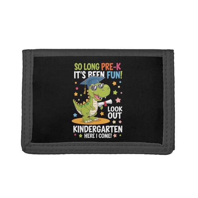 Pre K Graduate Kindergarten Dinosaur T Rex Trifold Wallet (Front)