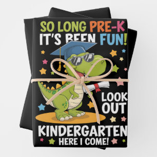Pre K Graduate Kindergarten Dinosaur T Rex Wrapping Paper Sheets