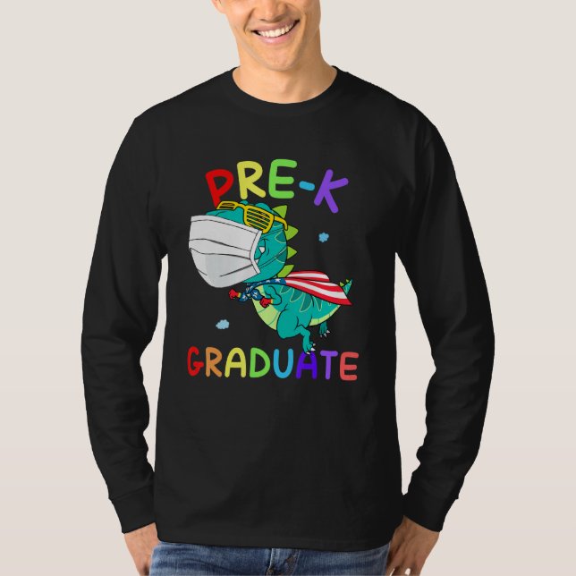 Pre-K Graduate Super T Rex Graduation Face Mask Bo T-Shirt (Front)