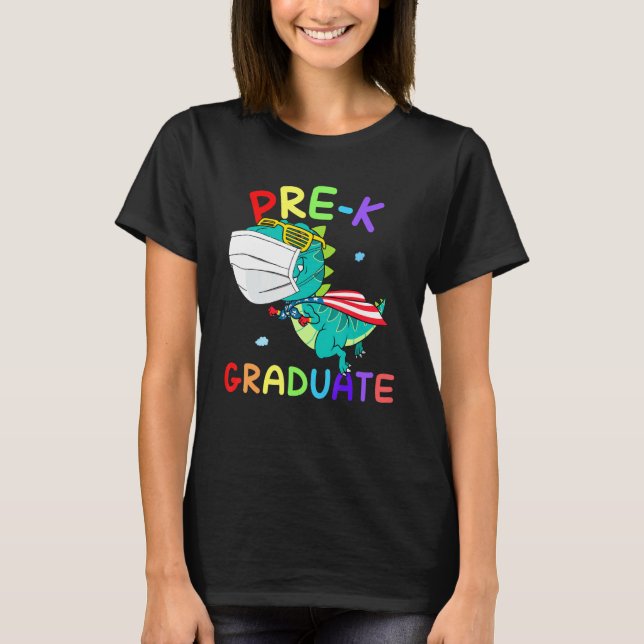 Pre-K Graduate Super T Rex Graduation Face Mask Bo T-Shirt (Front)