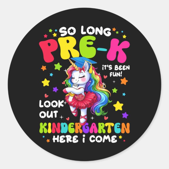 Pre-k Graduation 2025 Kindergarten Here I Come Uni Classic Round Sticker (Front)